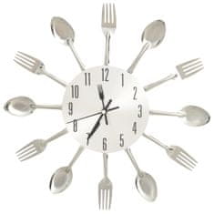 shumee 325162 Wall Clock with Spoon and Fork Design Silver 31 cm Aluminium