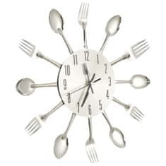 Vidaxl 325162 Wall Clock with Spoon and Fork Design Silver 31 cm Aluminium