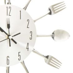 Vidaxl 325162 Wall Clock with Spoon and Fork Design Silver 31 cm Aluminium