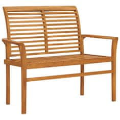 Vidaxl Vrtna klop s svetlo zeleno blazino 112 cm trdna tikovina