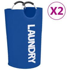 Vidaxl Koš za sortiranje perila 2 kosa moder