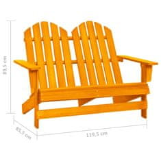 Vidaxl Vrtni stol Adirondack za 2 osebi trden les jelke oranžen