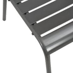 shumee Zunanji stoli 4 kosi letveni dizajn jeklo temno sivi