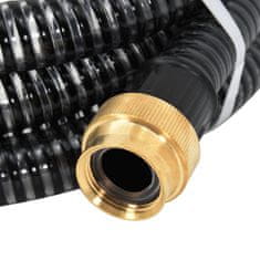 Vidaxl Sesalna cev z medeninastimi nastavki 3 m 25 mm črne barve