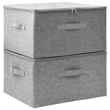 Vidaxl Škatla za shranjevanje 2 kosa blago 43x34x23 cm siva