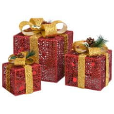 shumee Dekorativna božična darila 3 kosi rdeča zunanja / notranja