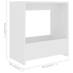 shumee Stranska mizica bela 50x26x50 cm iverna plošča