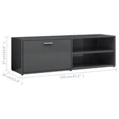 Vidaxl TV omarica visok sijaj siva 120x34x37 cm iverna plošča