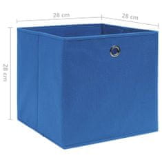 Greatstore Škatle 4 kosi netkano blago 28x28x28 cm modre