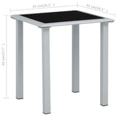Vidaxl Vrtna miza, črna in srebrna, 41x41x45 cm, jeklo in steklo