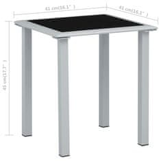 Vidaxl 310541 Garden Table Black and Silver 41x41x45 cm Steel and Glass