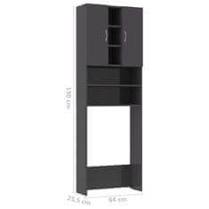 Vidaxl Omara za pralni stroj visok sijaj siva 64x25,5x190 cm