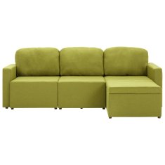 Greatstore Trosed modularni kavč z ležiščem zelen iz blaga