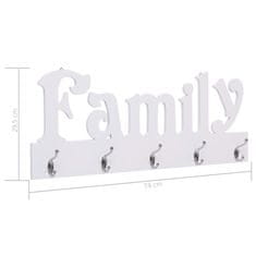 Vidaxl Stenski obešalnik za plašče FAMILY 74x29,5 cm