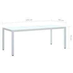 Vidaxl Vrtna miza bela 190x90x75 cm poli ratan