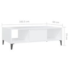 Greatstore Klubska mizica bela 103,5x60x35 cm iverna plošča