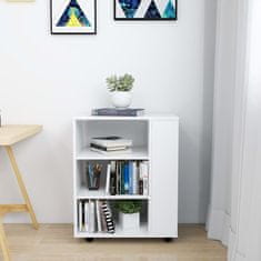 Vidaxl Omarica na kolesih bela 60x35x75 cm iverna plošča