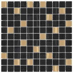 Vidaxl Mozaik ploščice 11 kosov črne in zlate 30x30 cm steklo