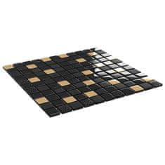 Vidaxl Mozaik ploščice 11 kosov črne in zlate 30x30 cm steklo