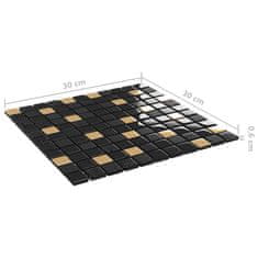 Vidaxl Mozaik ploščice 11 kosov črne in zlate 30x30 cm steklo