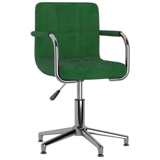 Greatstore Vrtljiv pisarniški stol temno zelen žamet