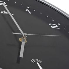Vidaxl Radijsko vodena stenska ura Quartz gibanje 31 cm črna