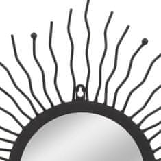Vidaxl Vrtno stensko ogledalo sonce 60 cm črne barve