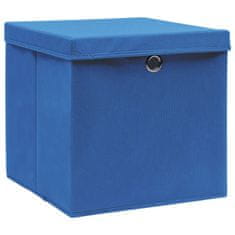 Greatstore Škatle s pokrovi 4 kosi 28x28x28 cm modre
