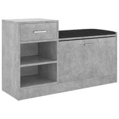 Vidaxl Klop za čevlje betonsko siva 94,5x31x57 cm iverna plošča