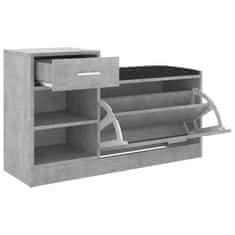 Vidaxl Klop za čevlje betonsko siva 94,5x31x57 cm iverna plošča