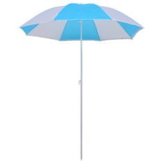 Vidaxl Senčnik za na plažo moder in bel 180 cm tkanina