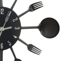 Vidaxl 325163 Wall Clock with Spoon and Fork Design Black 40 cm Aluminium