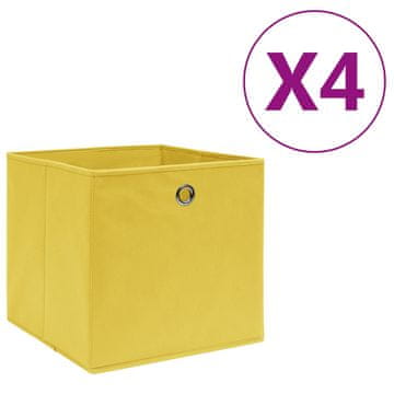 Vidaxl Škatle 4 kosi netkano blago 28x28x28 cm rumene