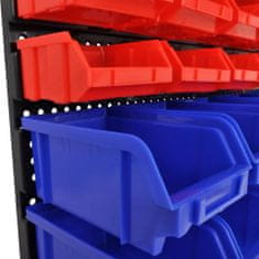Greatstore Plastični zabojčki za montažo na zid garaže 30 kosov rdeči in modri