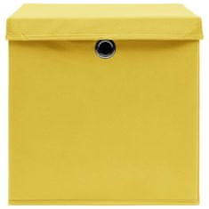 Greatstore Škatle s pokrovi 4 kosi 28x28x28 cm rumene