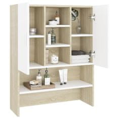 Vidaxl Omara za pralni stroj bela in sonoma hrast 70,5x25,5x90 cm