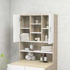 Vidaxl Omara za pralni stroj bela in sonoma hrast 70,5x25,5x90 cm
