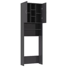 Vidaxl Omara za pralni stroj visok sijaj siva 64x25,5x190 cm