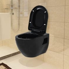 Vidaxl Viseča WC školjka keramična črna