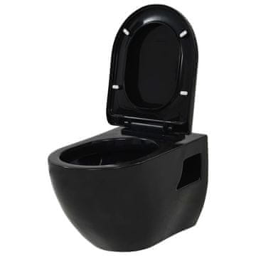 Vidaxl Viseča WC školjka keramična črna