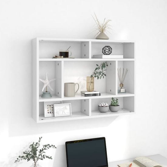 Greatstore Stenska polica bela 75x16x55 cm iverna plošča