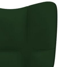 Greatstore Gugalni stol temno zelen žamet