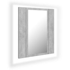 Vidaxl LED kopalniška omarica z ogledalom betonsko siva 40x12x45 cm