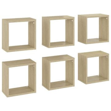 Vidaxl Stenske police kockaste 6 kosov sonoma hrast 26x15x26 cm