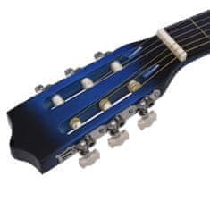 Greatstore Klasična kitara za začetnike in otroke modra 1/2 34"