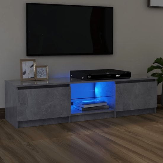 shumee TV omarica z LED lučkami betonsko siva 140x40x35,5 cm