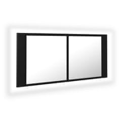 Vidaxl LED kopalniška omarica z ogledalom črna 100x12x45 cm