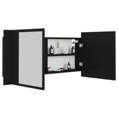 Vidaxl LED kopalniška omarica z ogledalom črna 100x12x45 cm