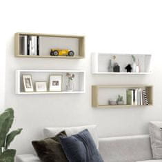 Vidaxl Stenske police kockaste 4 kosi bele sonoma hrast 80x15x26,5 cm