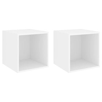 Vidaxl Stenska omarica 2 kosa bela 37x37x37 cm inženirski les